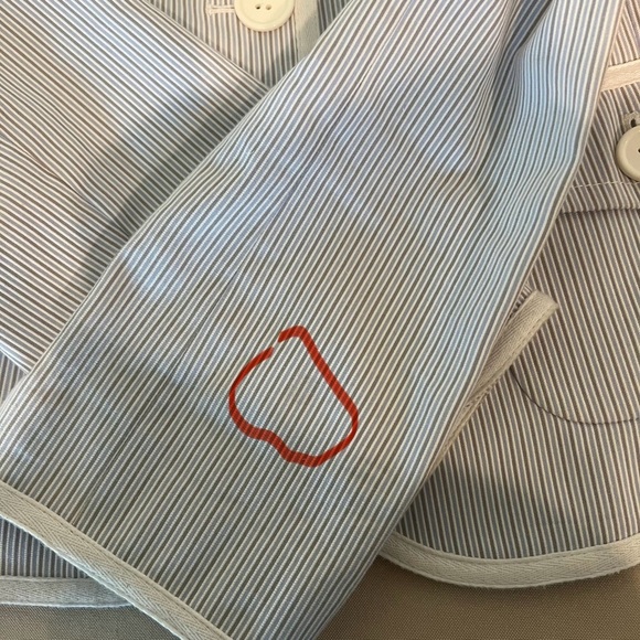 LOFT Long Sleeve Three Button Cotton Fully Lined Blazer Blue White Tan Size 6 - Picture 15 of 15